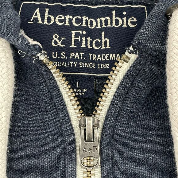 Abercrombie & Fitch Muscle Hoodie Full Zip, Blue Sz. L Outdoor Y2K *READ* - Picture 7 of 10